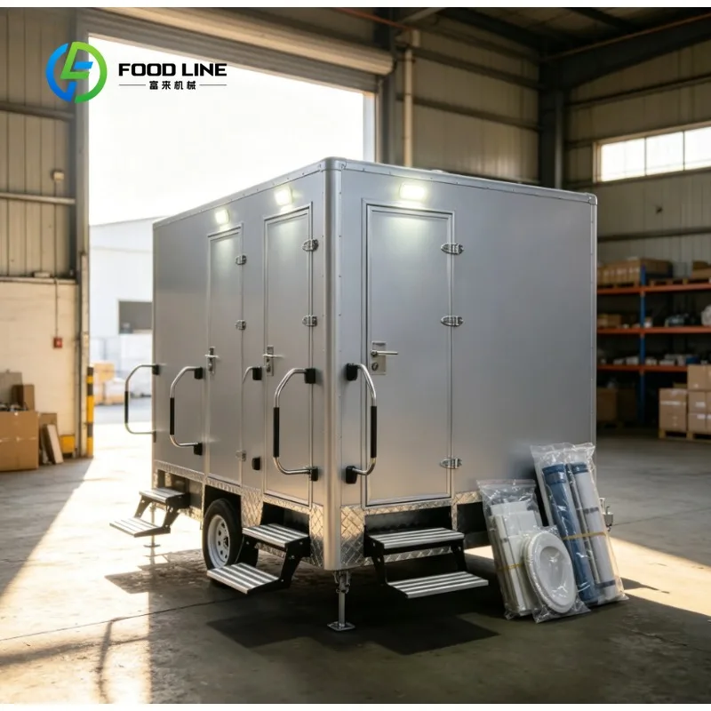 Custom Portable Mobile Toilet Trailer, Durable Eco-Friendly Outdoor Restroom for Rental and Temporary Public Use