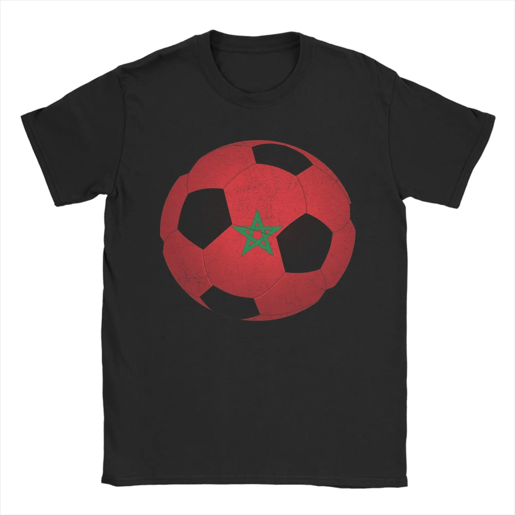 Men's T-Shirts Soccer Moroccan Morocco Flag Funny Pure Cotton Tees Short Sleeve  T Shirt Crew Neck Clothes Summer