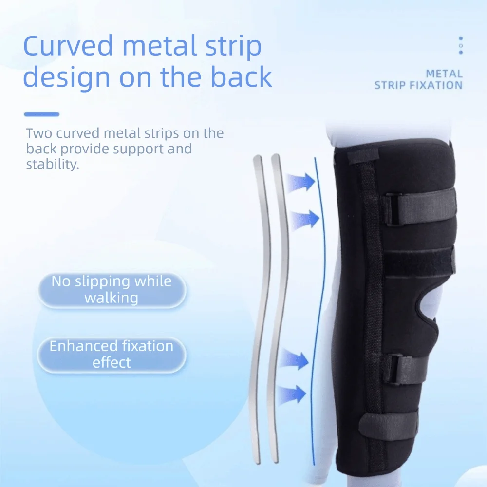 Long Leg Adjustable Knee Immobilizer Wear-resistant Soft Knee Brace Breathable Three Panel Leg Support Fracture Recovery