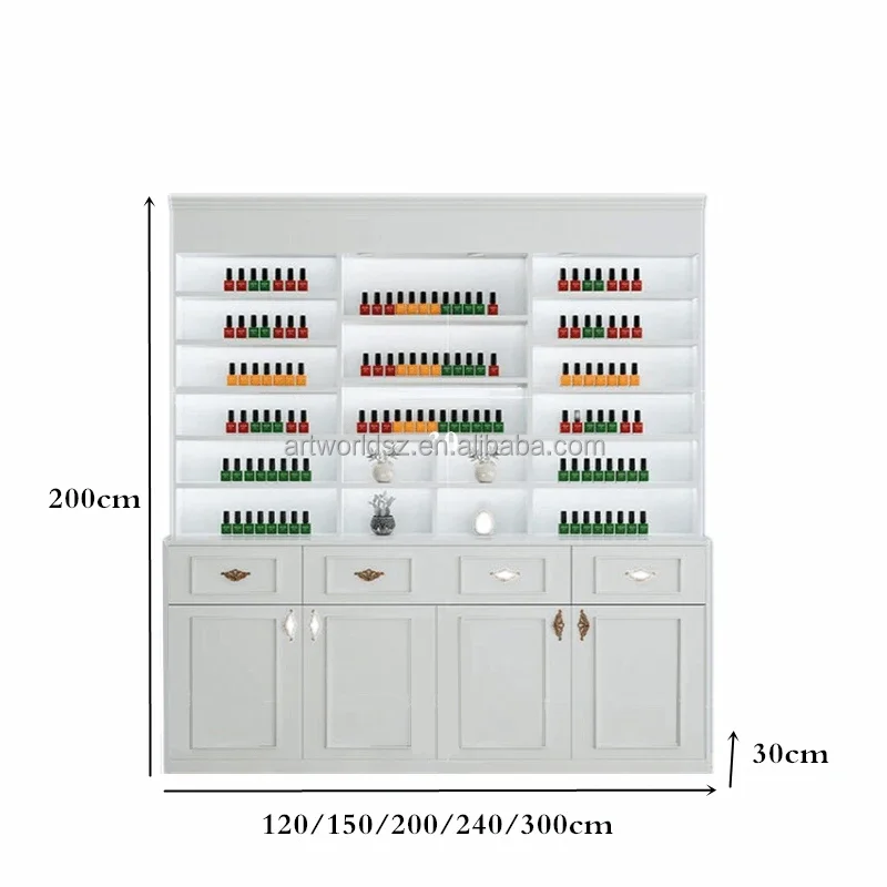 아트 월드 디스플레이 소매 상점 장식, 무료 디자인 뷰티 샵 네일 광택제 스탠드 | 스킨 케어 매장 바닥 캐비닛