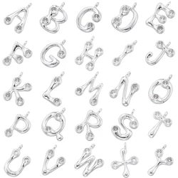 ZHUKOU Silver color 26 letters charms for jewelry making Brass cubic zirconia initial DIY charms necklace accessories VD1448