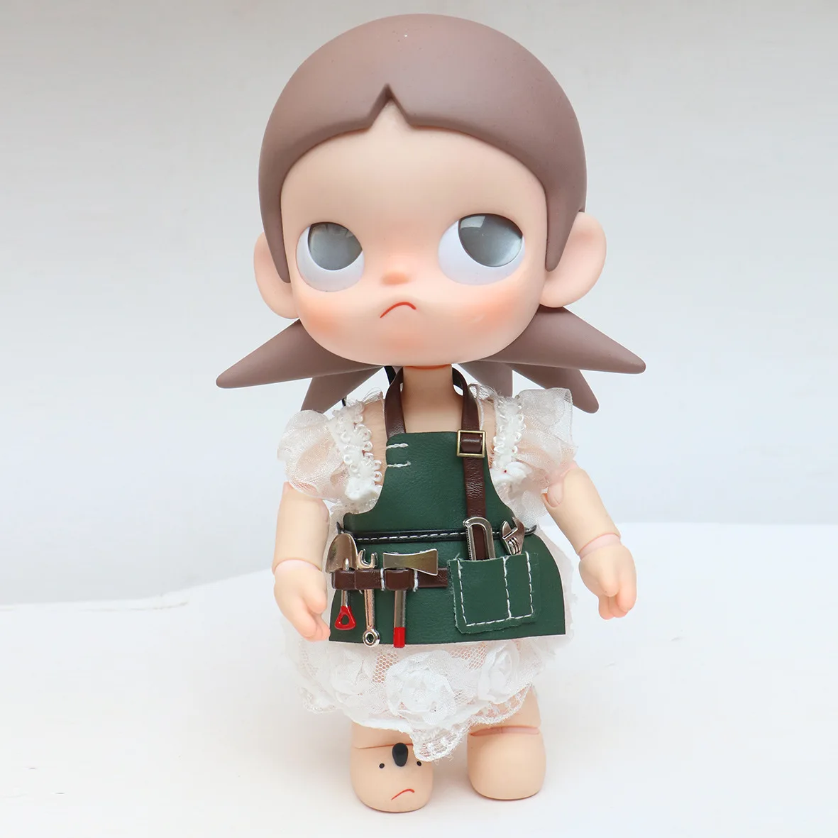 Creative Personality Tooling Apron Labubu Doll Clothing Decoration Apron Simple Solid Color Leather Apron Adjustable Length