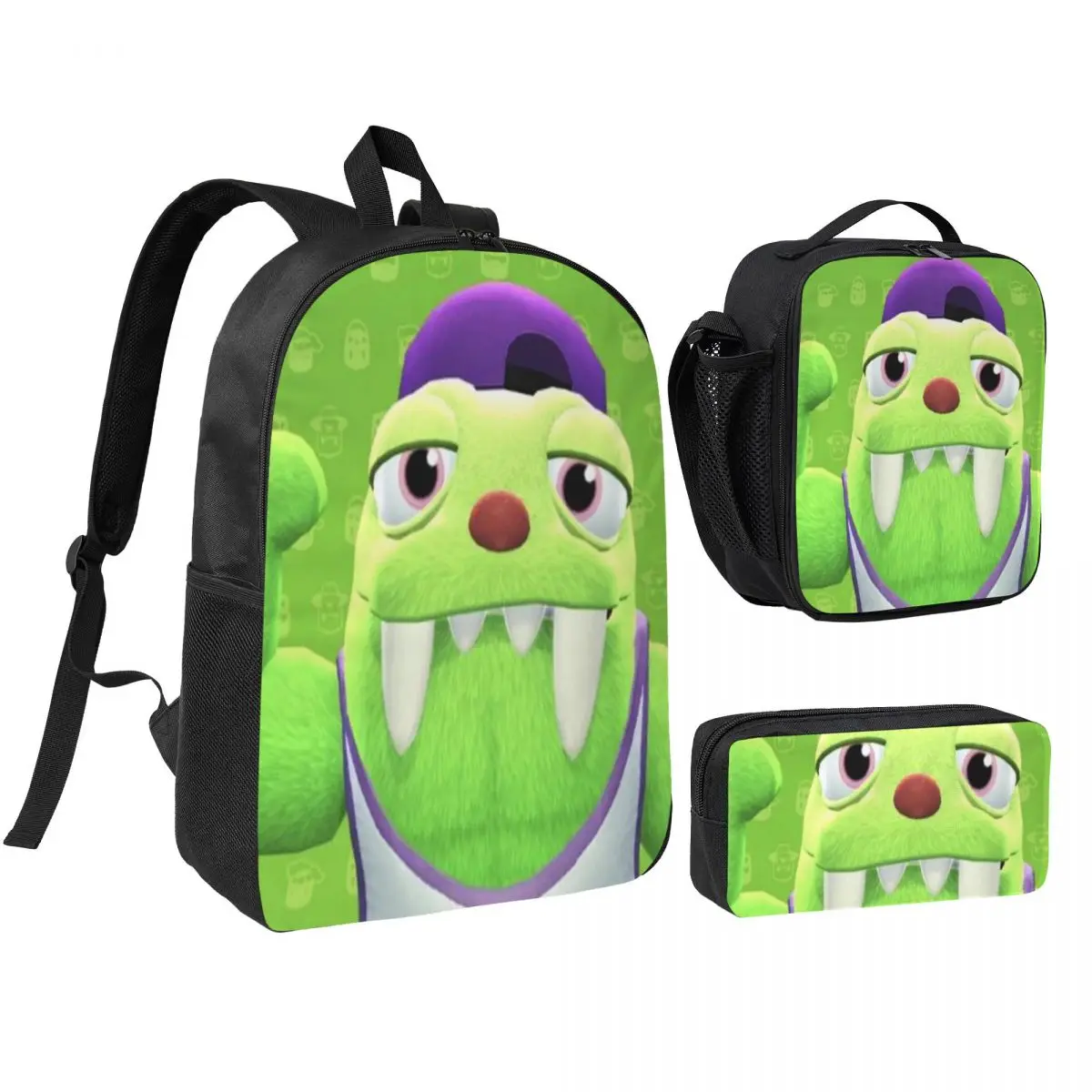 3Pcs Bugsnax School bags Set for Girls Boys Pencil Boxes Backpack Sets with Lunch Box For School Students Knapsack