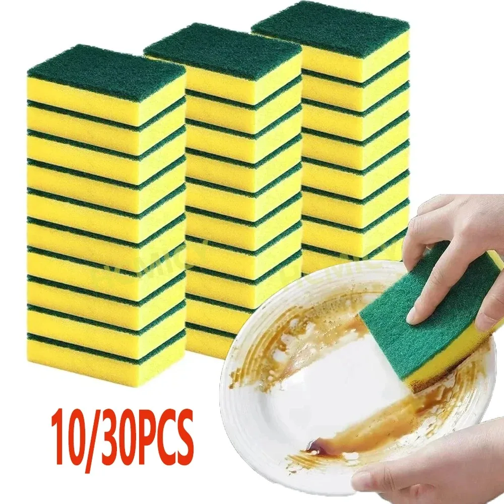 Esponja mágica de doble cara altamente absorbente, olla de limpieza, esponja para óxido, cepillo de limpieza, herramienta de limpieza de esponja suave para cocina, 10/30 Uds.