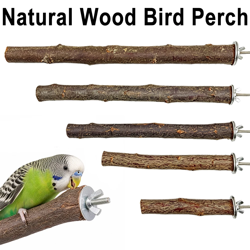 Bird Perch Stand Parrot Station Pole 100% Natural Plum Wood Straight 10-30CM Claw Beak Grinding Birdcage Accessories