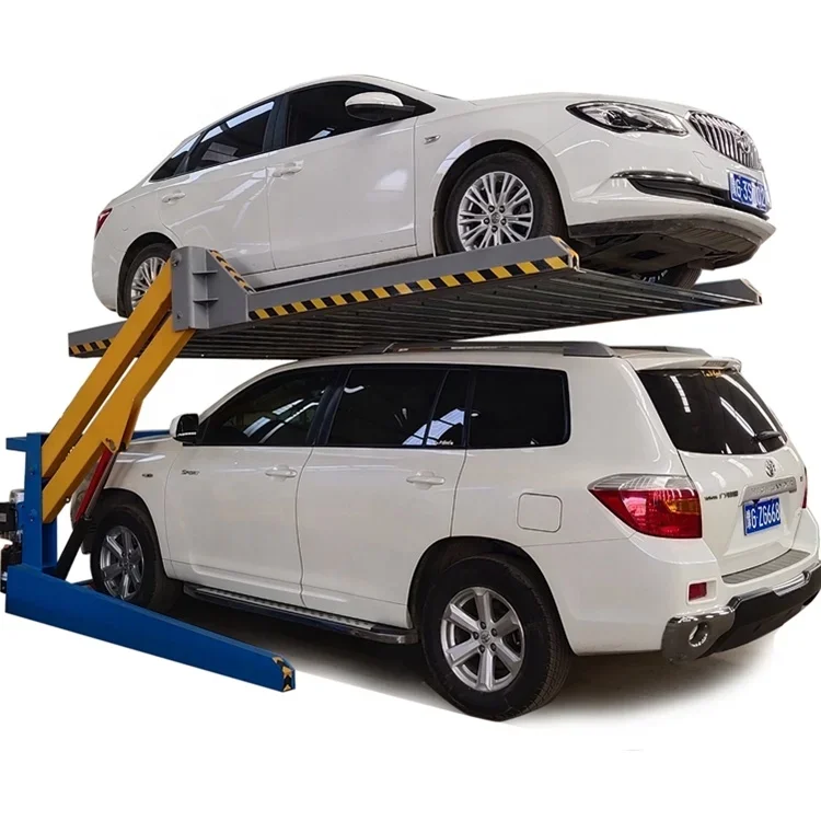 2 Post Simple Parking Equipment 2 Level Vertical Car Stacker Parking Lift