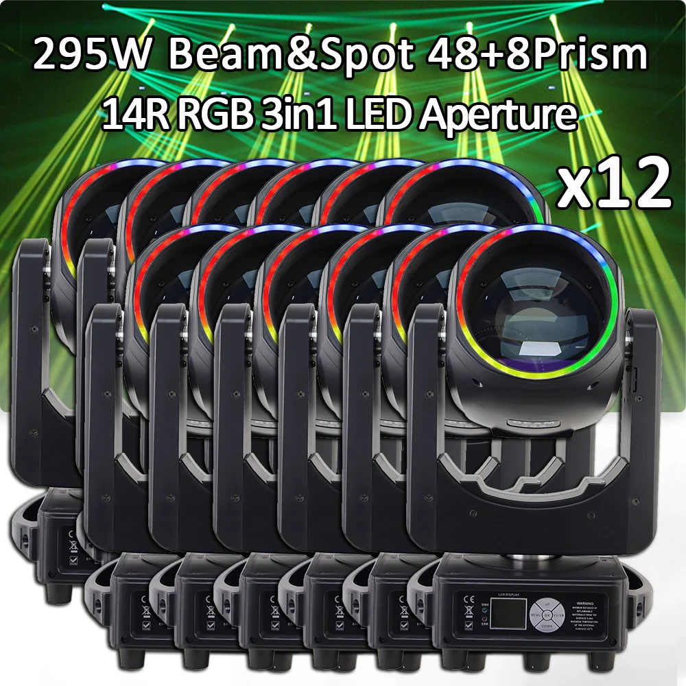 12 Pcs Flightcase Beam 14r 295W Moving Head Light Sharpy Lyre Beam 14r 295 Bulb For Wedding DJ Disco Dmx Stage Light Party Show