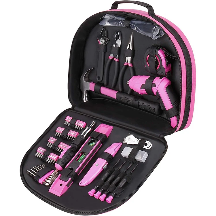 

122-piece pink leather hand tool set