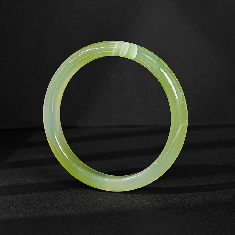 GREEN AGATE BANGLE BRACELET NATURAL AGATE STONE AAA GRADE 59MM INNER DIAMETER ROUND SHAPE SMOOTH POLISHED TRANSLUCENT GEMSTONE