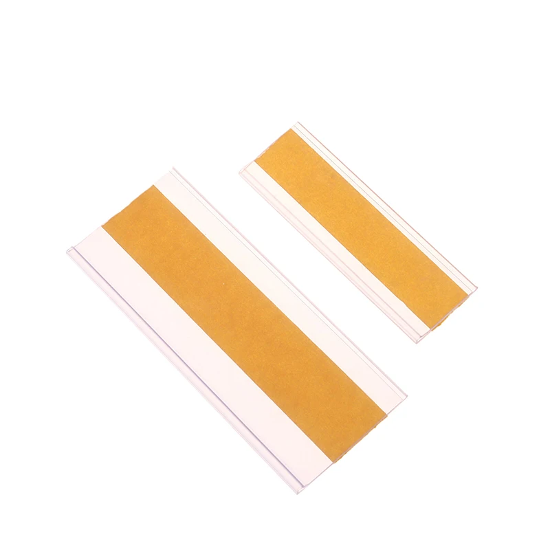 50Pcs Self Adhesive Price Tag Holder Supermarket Price Signs Price Tag Display Shelf Price Label Holder Clear PVC