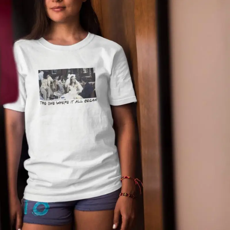 

Друзья, первый эпизод, сезон, пилот, Рэйчел, свадебная зеленая футболка Monica Geller Ross Phoebe