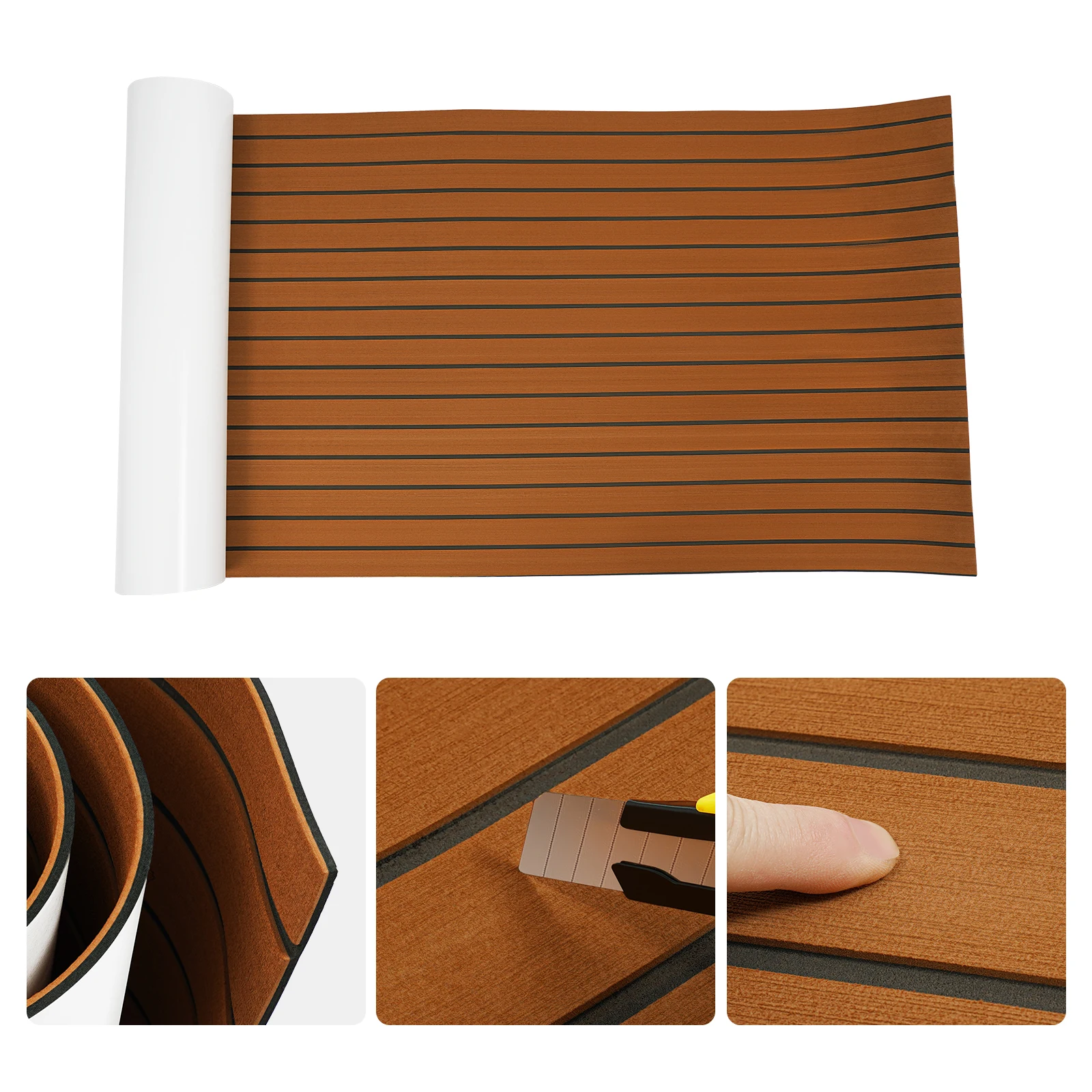 

EVA Foam Anti Slip Teak Floor Mat for RV Home Boat Caravan Durable Self Adhesive Sound Insulation DIY Cuttable Retro Design