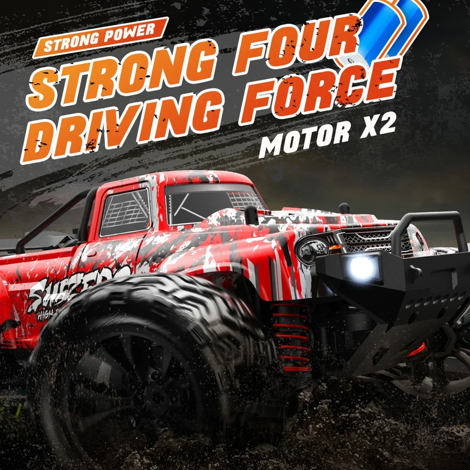 1:16 Dual Motor RC Car Off Road 4x4 40Km/H High Speed Remote Control Car Drift Monster Truck Toys with LED 2.4G for Adults Kids