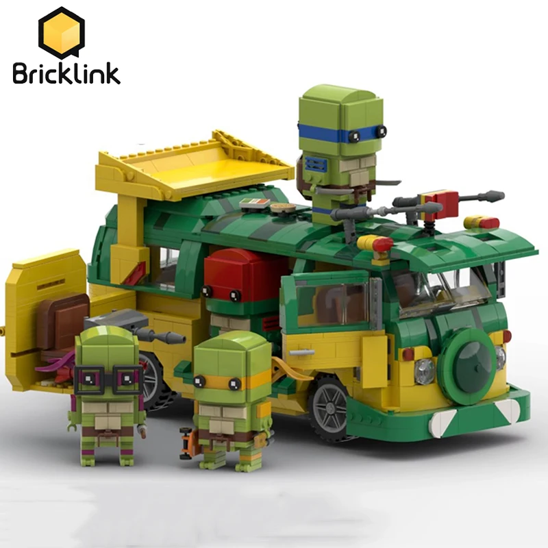 Bricklink Ideas Movie Figures Turtle Brickheadz and Van Party Wagon Creative Expert Car Sets Building Blocks Toys Christmas Gif