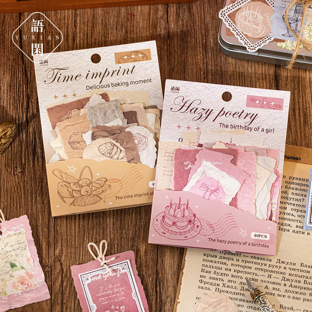 40pcs/lot Memo Pads Material Paper Old handwritten notes Junk Journal Scrapbooking Cards Retro Background Decoration Paper