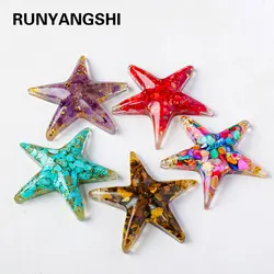 1PC Natural Crystal Stone Starfish Statue Reiki Stone Starfish Figurine Amulet Fengshui Sculpture for Home Office Decoration