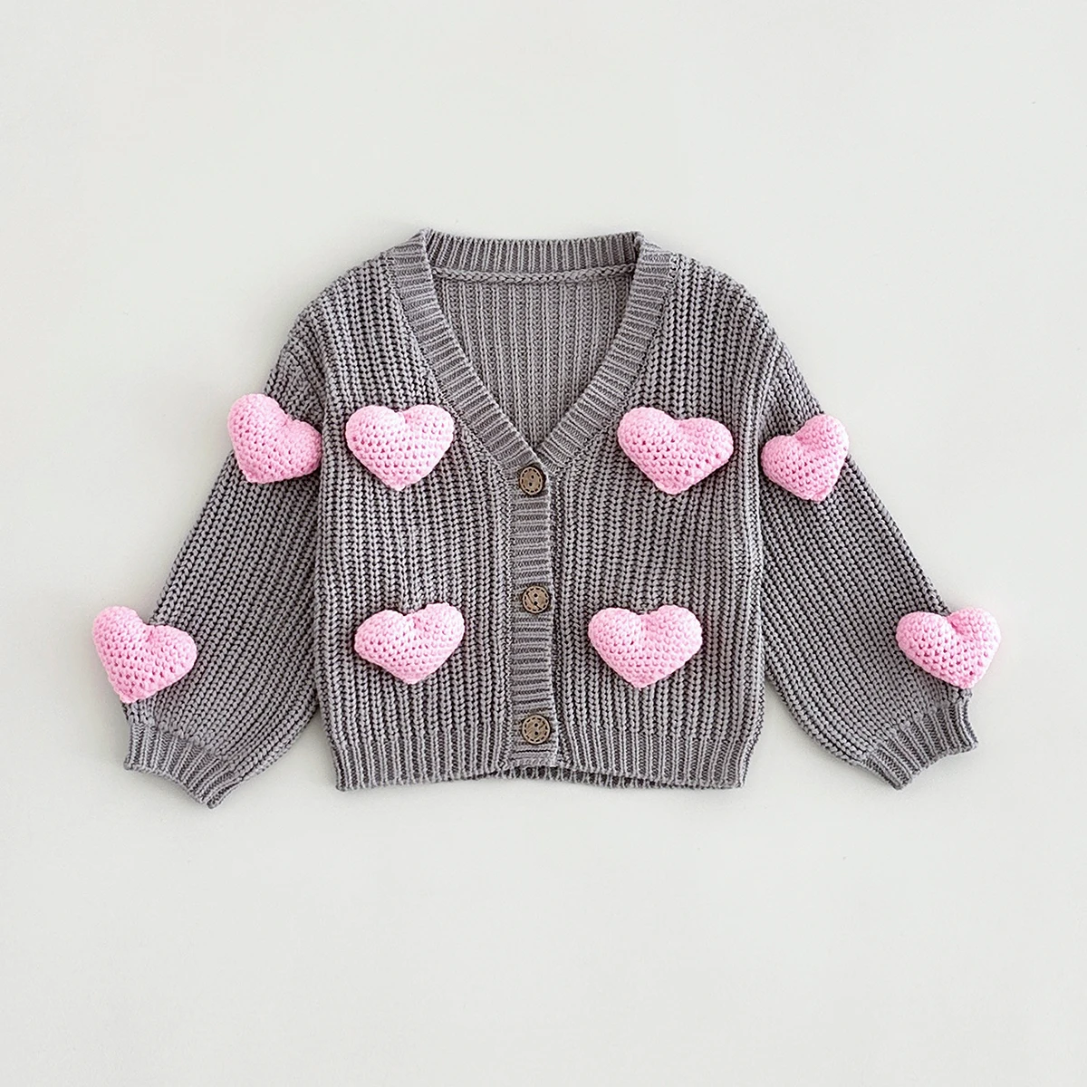 0-3Y Baby Autumn Clothes Girls Button Cardigan Sweater Heart Woolen Coat New Baby Tops Winter Stylish Sweet Korean Baby Sweaters