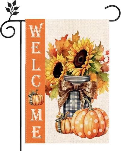 Pumpkin Garden Flag Vertical Double Sided 12X18 Inch Small Yard Flag Thanksgivin UUI GGX