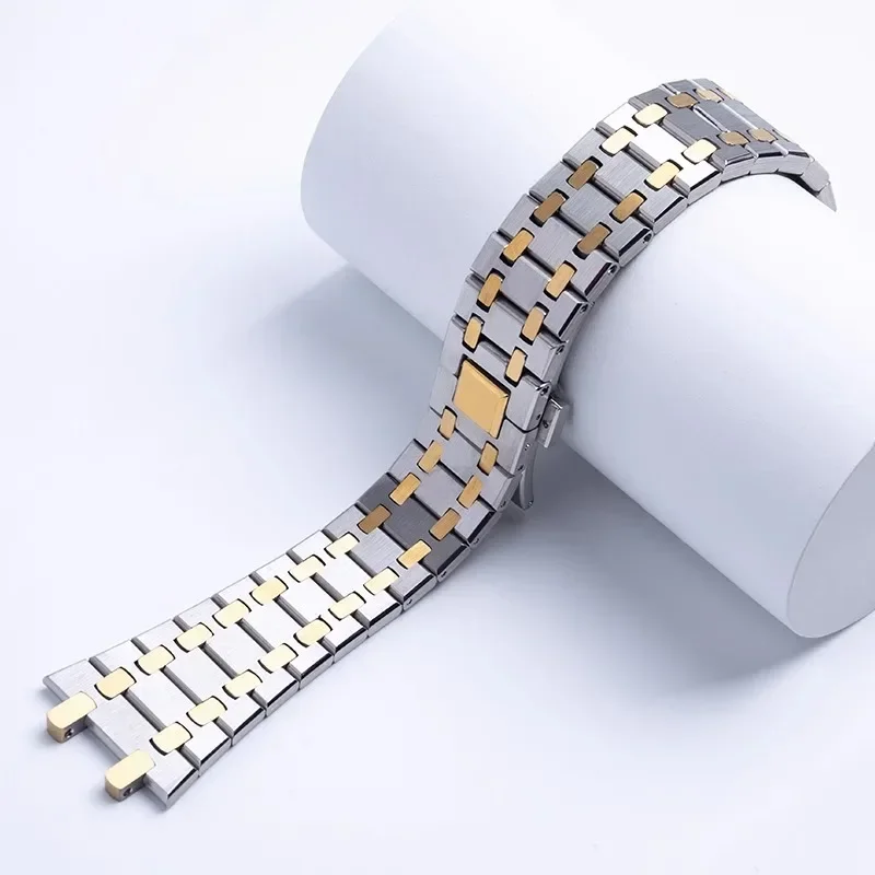 

Watchband 21mm 26mm Men Women Full Stainless Steel Bracelet For AP ROYAL OAK 15400 26331 15500 Watch Strap Folding Buckle