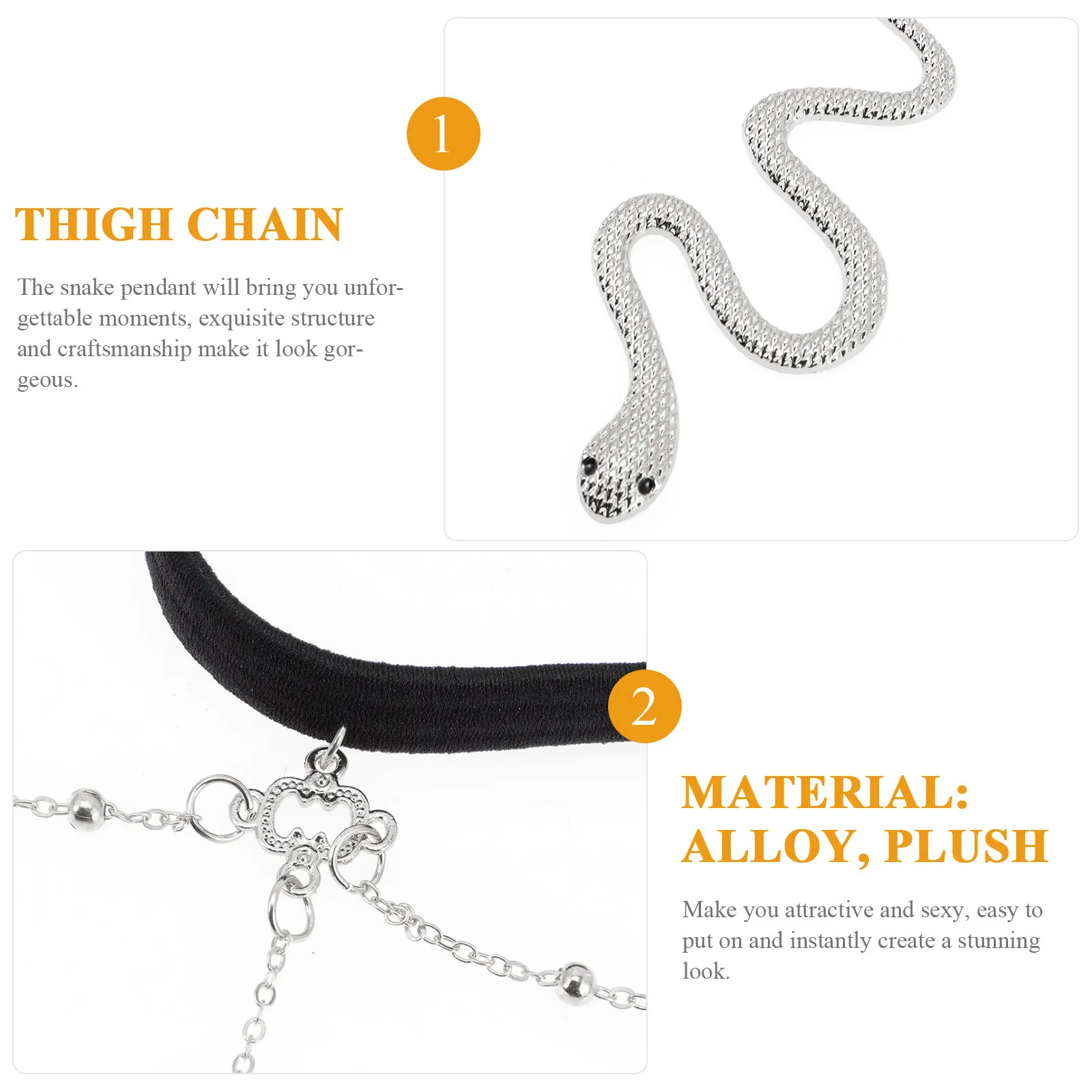 Elastic Leg Chain Snake Pendant Elegant Thigh Body Jewelry Sexy Casual Party Travel Accessory Leg Chain Body Jewelry Accessories