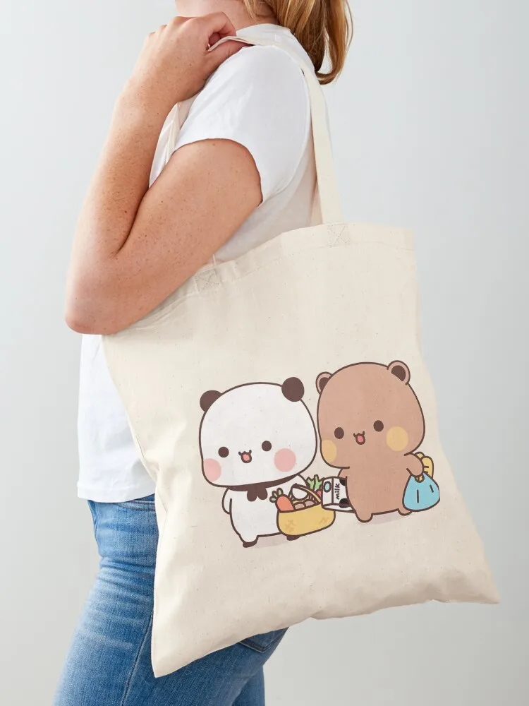 Cute Bubu And Dudu Go To Grocery Together Tote Bag reusable shopping bag Canvas Canvas Tote Bag