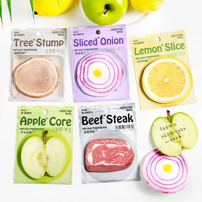 

3pcs Post Notes There Is A Half Way Series, Fresh Fruits and Vegetables, N Times, Student Message Note Paper School Note Pad