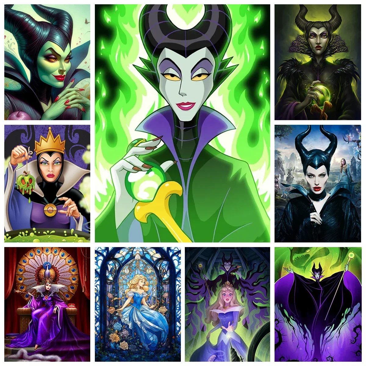 2025 5D Diy Diamond Painting Kit For Maleficent Picture Diy Diamond Embroidery Black Queen Painting Gothic Home Decor Kid Gift