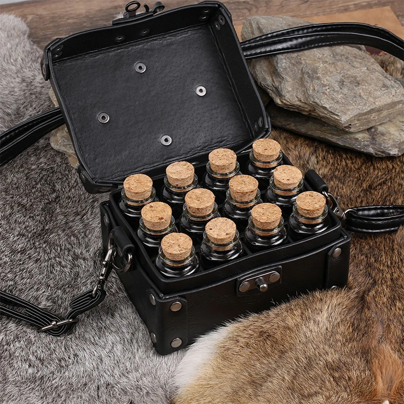 Sac de taille de bouteille d'alchimie médiévale, bouteille de Potion de guérisseur, boîte en cuir PU, accessoires de Cosplay, Costumes gothiques rétro, pochette de taille de ceinture