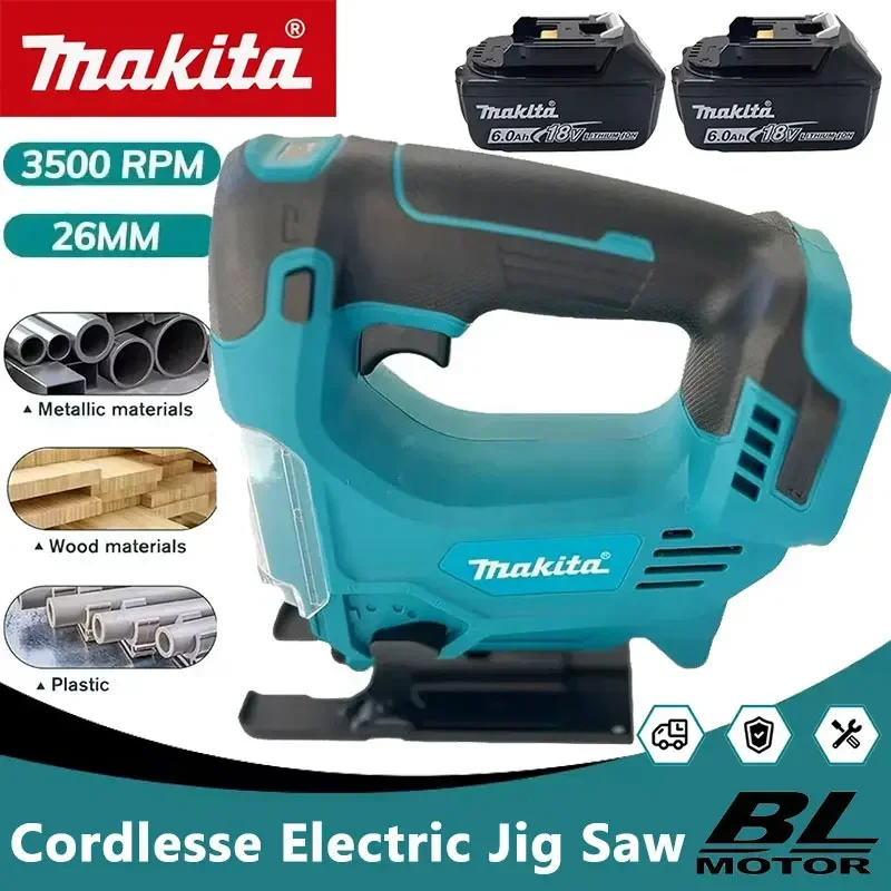 

Портативный беспроводной лобзик Makita 18В, 26 мм, электрическая криволинейная пила, многофункциональный инструмент для резки дерева, работает от аккумулятора 18В