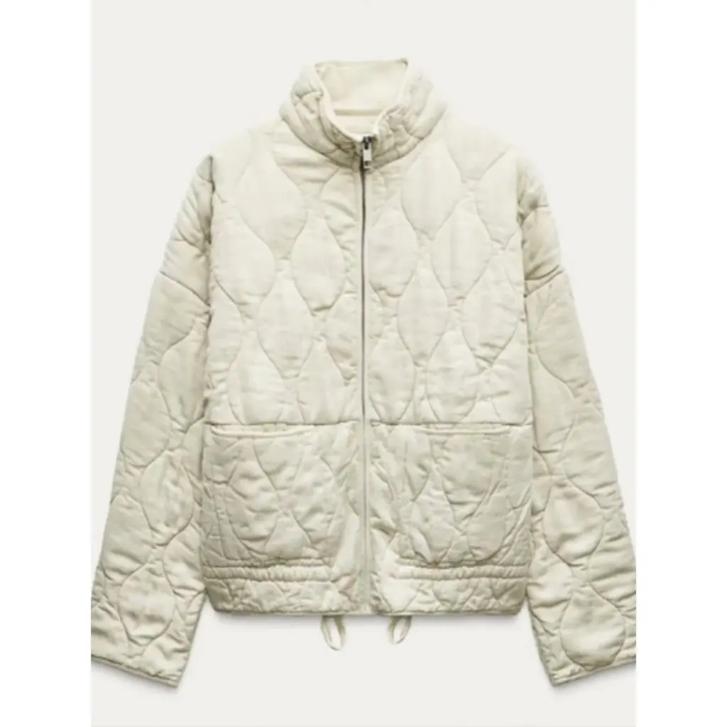 

Autumn Winter Women's Casual Quilted Cotton Jacket with Stand-Up Collar And Flap Pockets Loose Fit Work Clothing