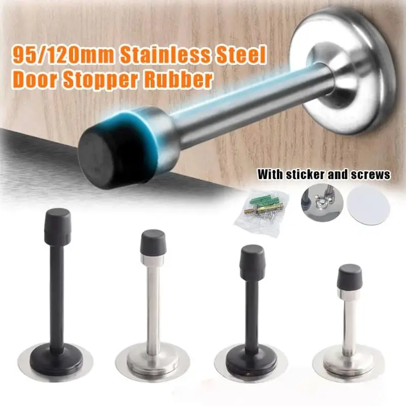 95/120mm Stainless Door Stopper Anti Collision Buffer With Screw Home Hardware Stainless Steel Door Stops Holder