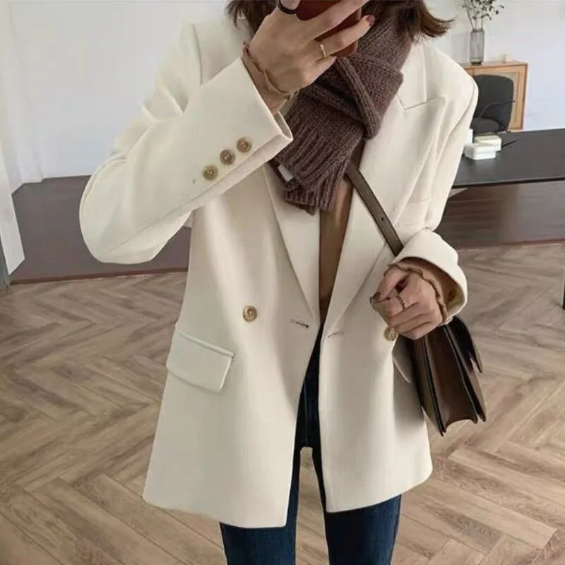 Spring and Autumn 2023 Luxury Sense Temperament Small Casual Suit Jacket Women's Korean Version Off-white Slim Comfortable Suit