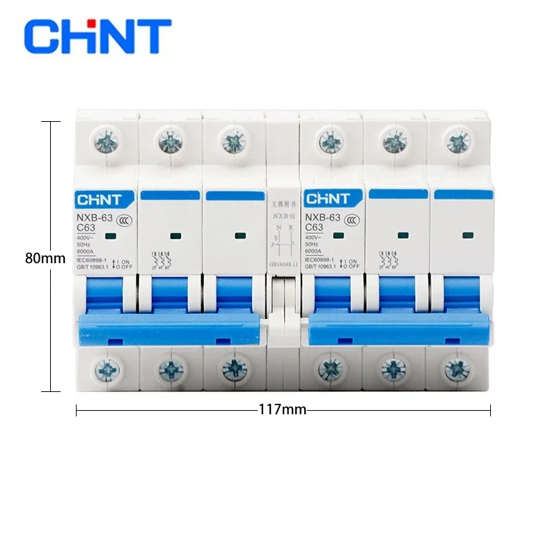 CHINT CHNT NXB-63 Dual Power Supply Interlock Switch New DZ47 Interlock Conversion 2PC Type 63A City Power Switch