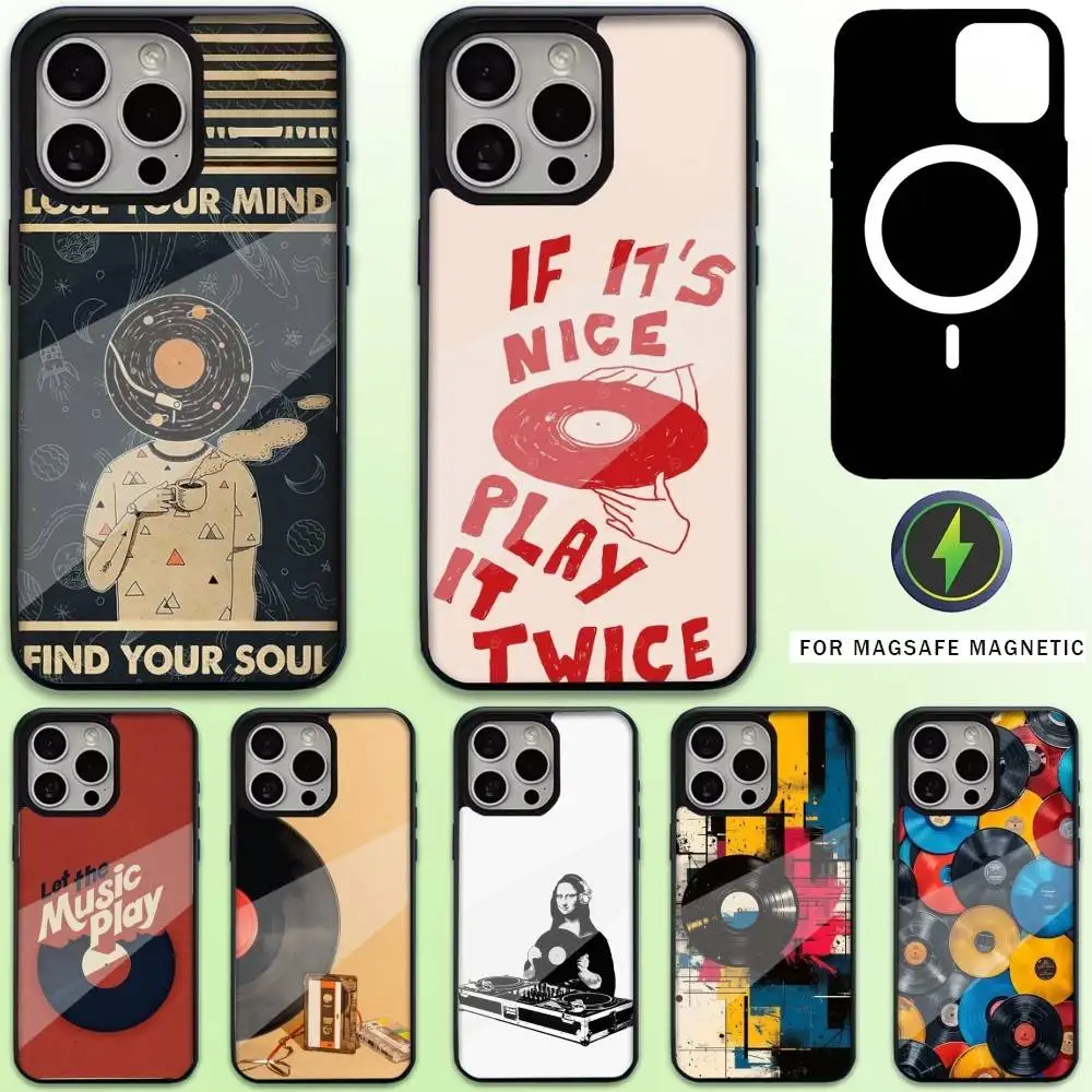 

Vinyl DJ Record Art Phone Case For iPhone17,16,15,14,13,12,11 Plus,Pro Max Magnetic Magsafe Wireless Charging