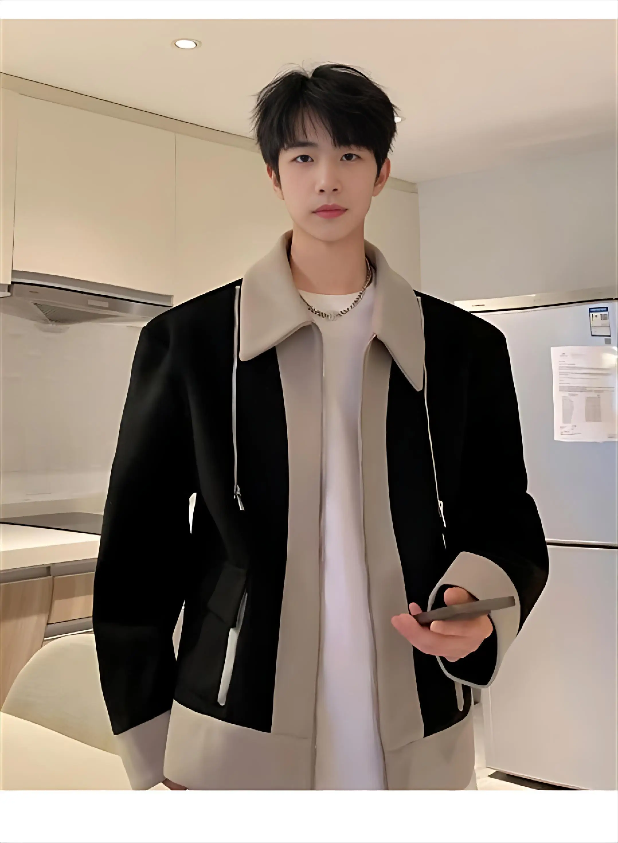 

Wool Blend Jacket Man Elegant Long Mens Sherpa Corduroy Fashion Vintage Retro Long-Sleeved Button-Down Slim-Fitting Trendy Urban
