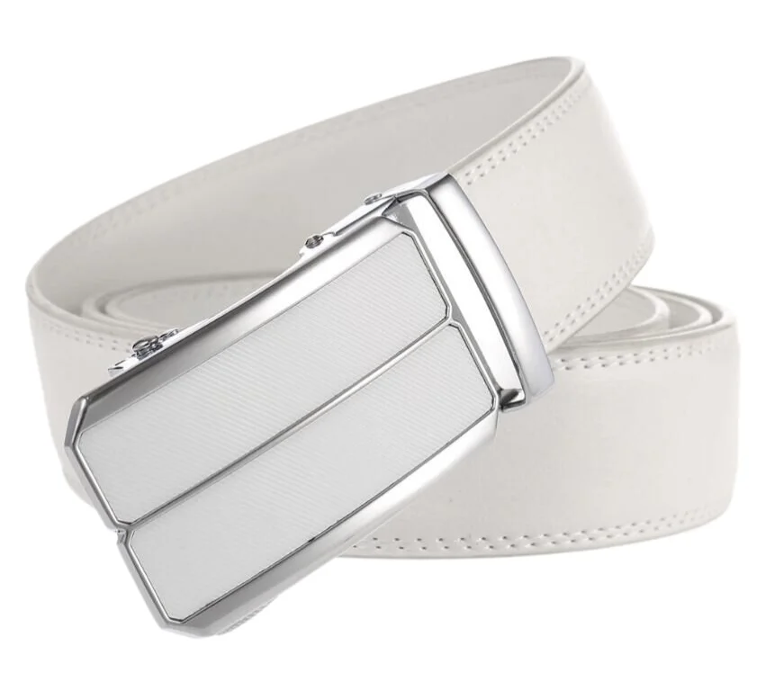 Nieuwe Mannen Lederen Riem, Lederen Riem, Automatische Gesp, midden-Aged Bedrijf Riem Voor Jonge Studenten Witte Riem