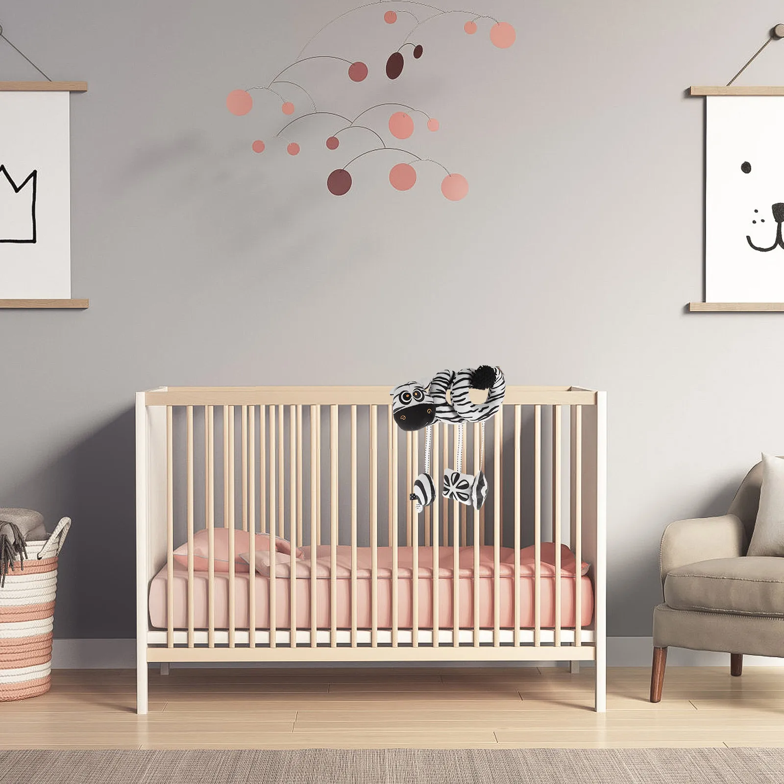 Babybett Schwarz und Weiß Zebra Interaktive Hängende Kutsche Dekor Spielzeug Neugeborene