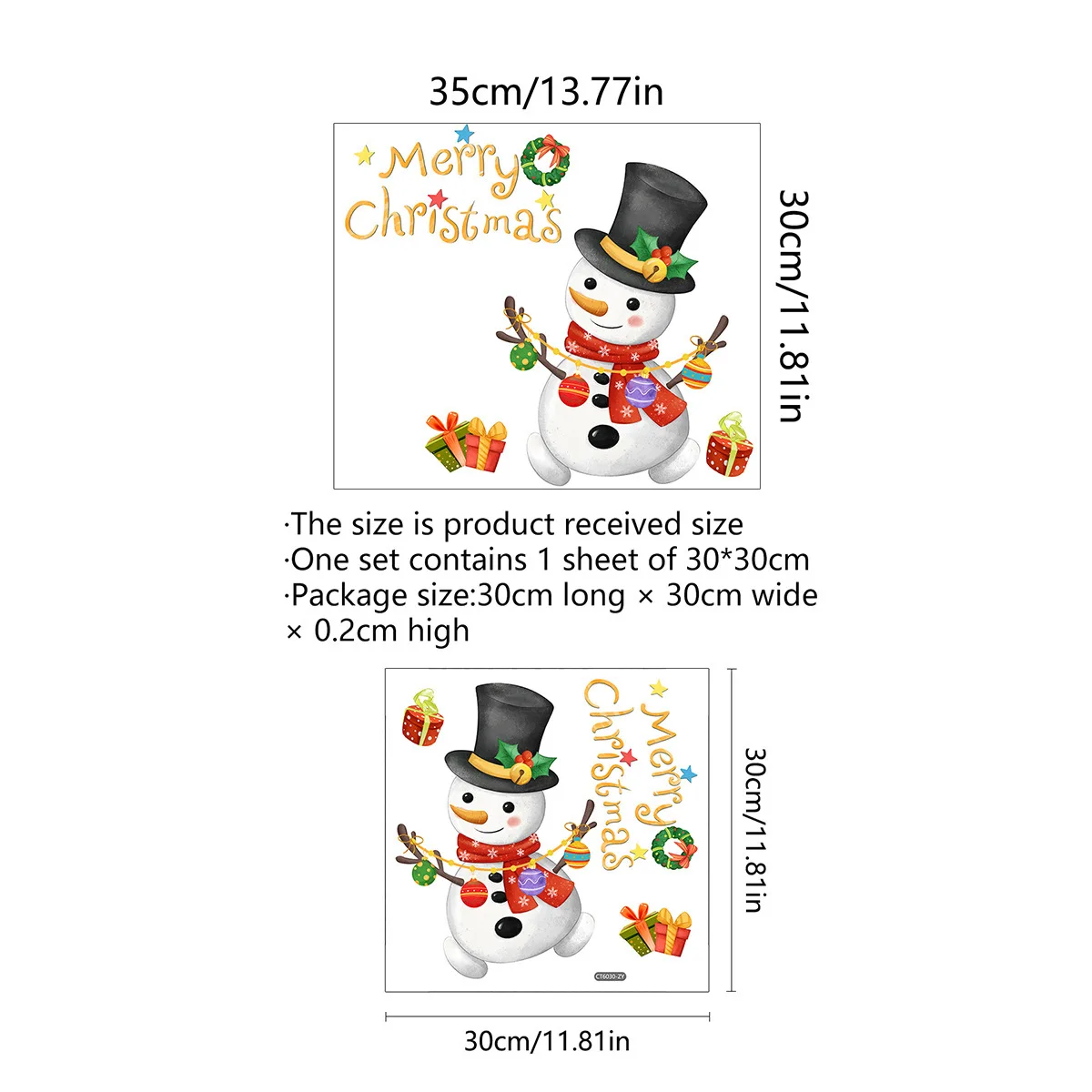 30*30cm Gift Snowman Christmas Cartoon Wall Stickers Toilet Stickers Home Decoration Wall Stickers Pvc Wallpaper Ct6030