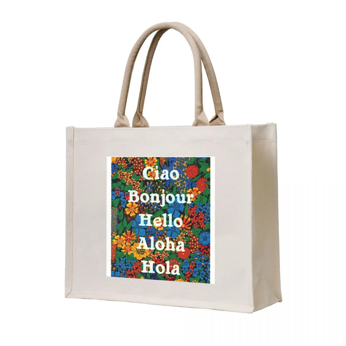 

Happy Hello Tote Bag Big bag women canvas bags supermarket folding bag Canvas for women