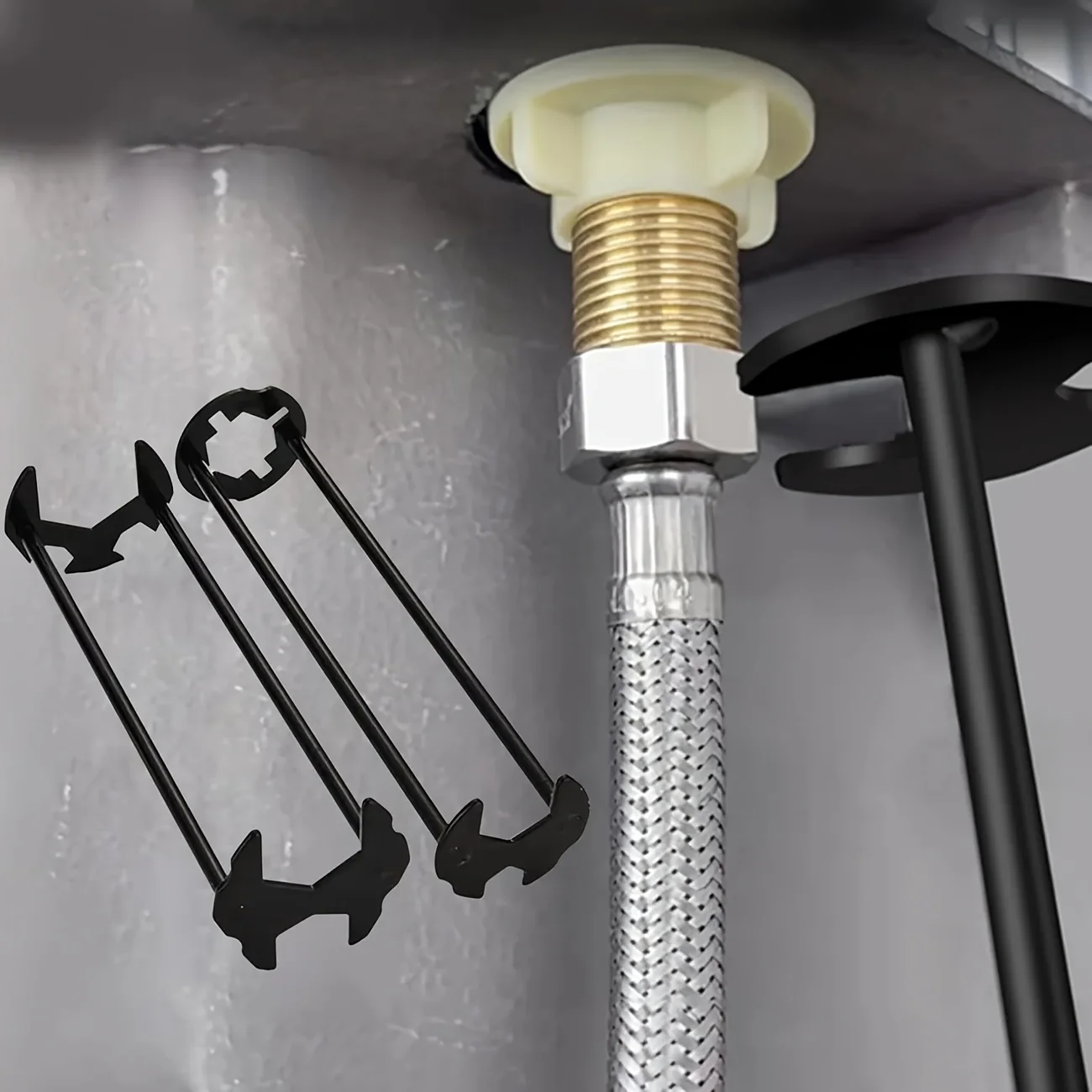 2-Piece Bathroom Sink Faucet Installation and Repair Socket Wrench Set, Four-Claw Hex Tool Suitable for Tight Spaces, a Handy Gadget for Removing and Tightening Pipe Angle Valves