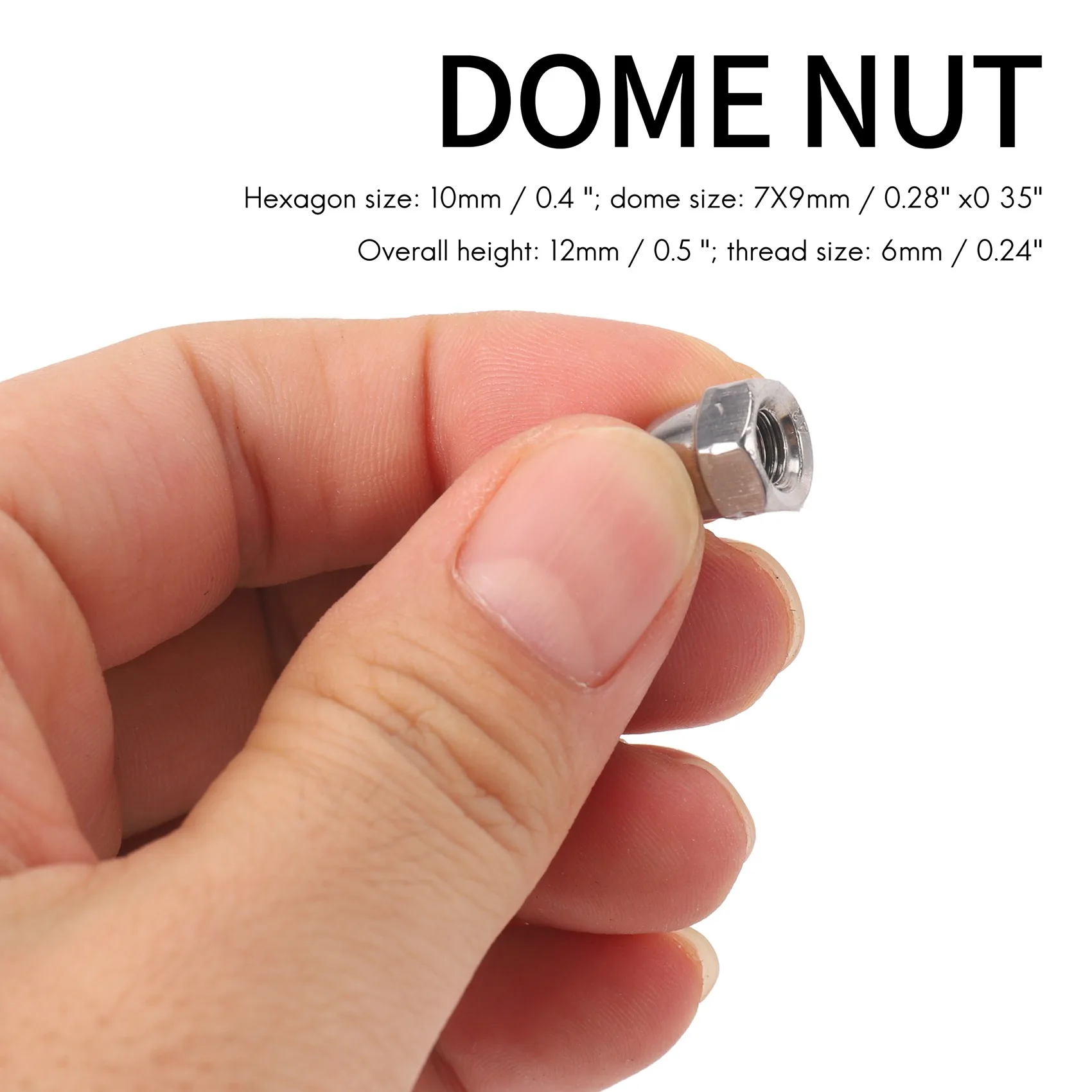 KSOL M6 Thread Dia Dome Head 304 Stainless Steel Cap Hex Nuts 20Pcs