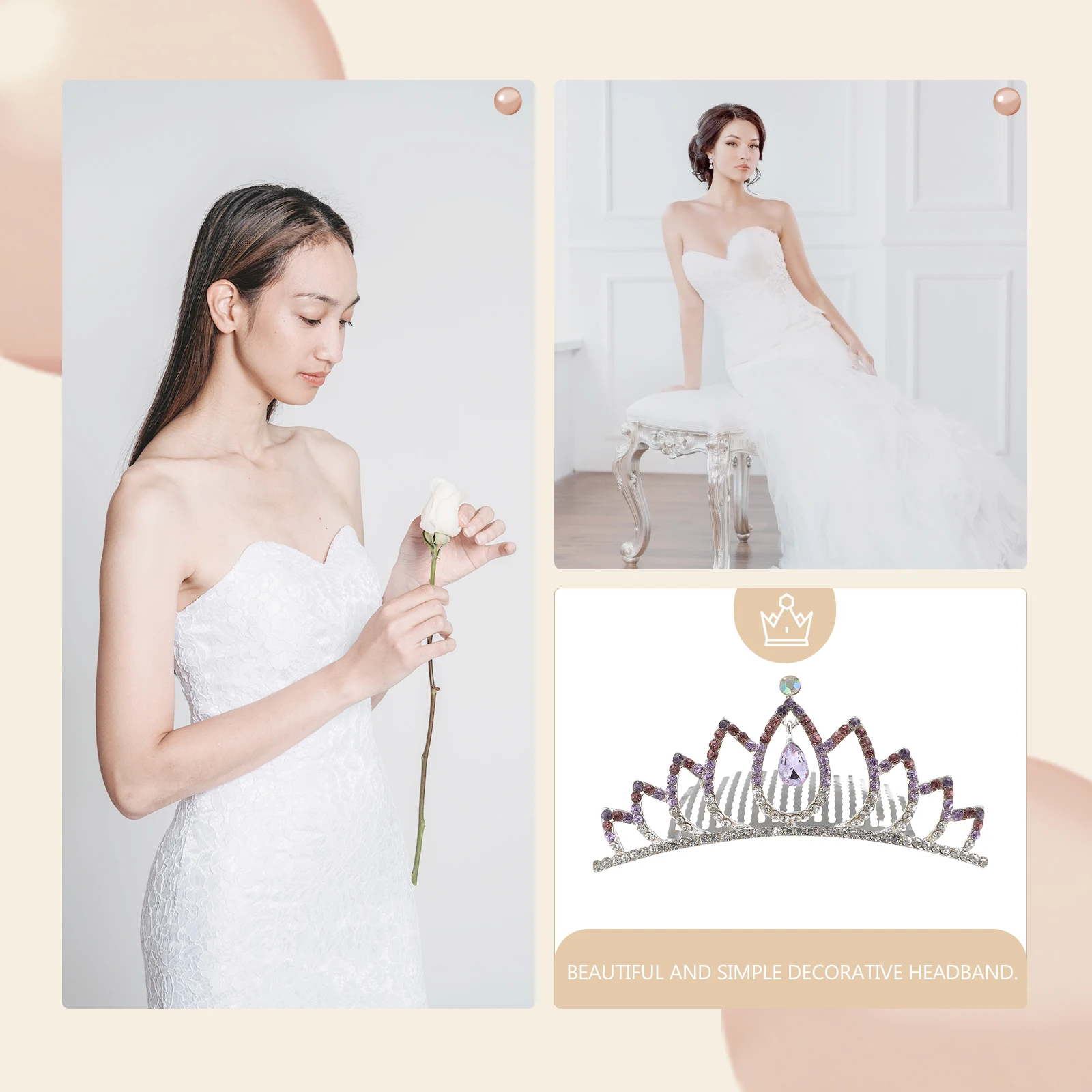

Elegant Bride Tiara Alloy Clip Bridal Hair Jewelry Wedding Lightweight Lady Clip Rhinestone Design Female Crown Bridal Headdress
