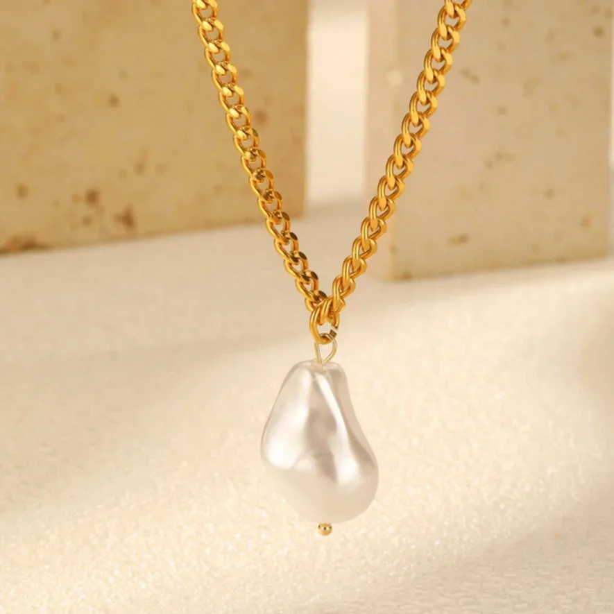 

НОВОЕ 18-дюймовое ОЖЕРЕЛЬЕ-КУЛОН С НАТУРАЛЬНЫМ КУЛЬТУРНЫМ БЕЛЫМ БАРОККОМ ЖЕМЧУГОМ