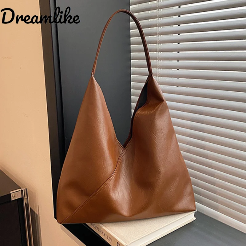 

Fashion Design Leather Shoulder Bag Female Simple Underarm Hobo Bag Pu Soft Leather Tote Bag Commuting Handbags