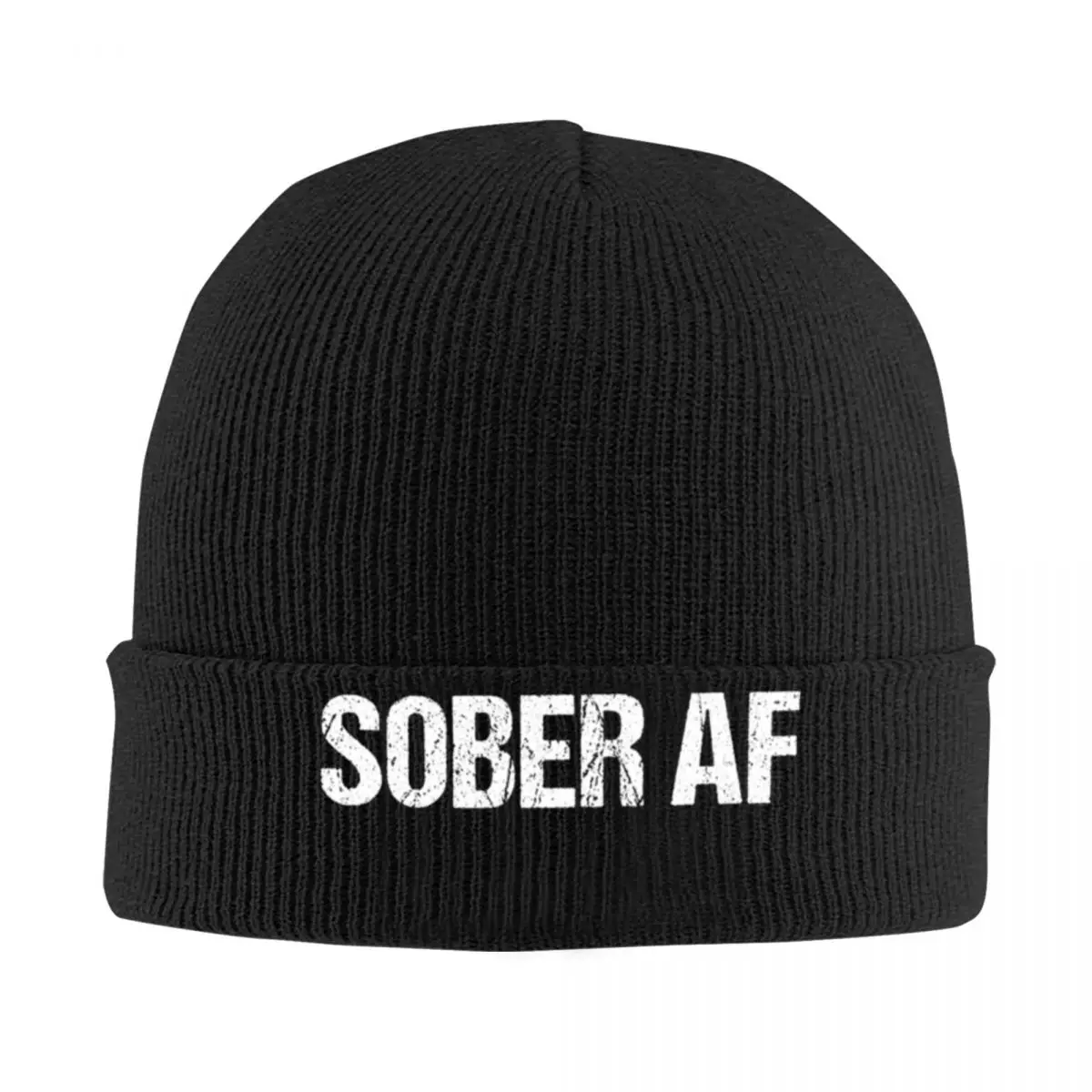 

Unisex Sober AF Sobriety Strong Distressed Wording Racerback A Knitted Hat Cap