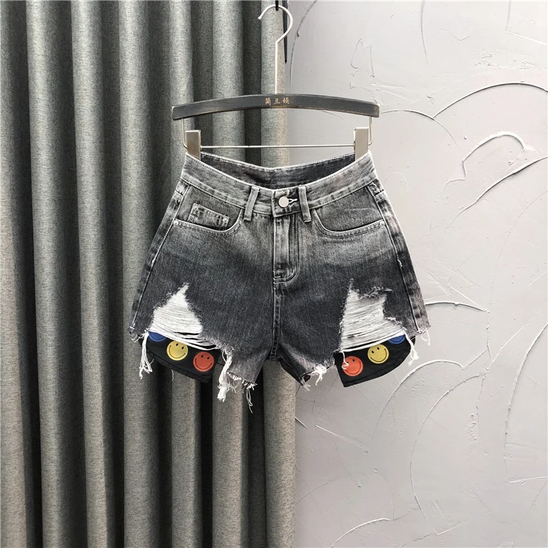 

Women Design Ripped Tassel Jean Shorts Denim Pants Harajuku Y2K Punk Style Trousers Streetwear Gyaru 2000s Aesthetic High Street