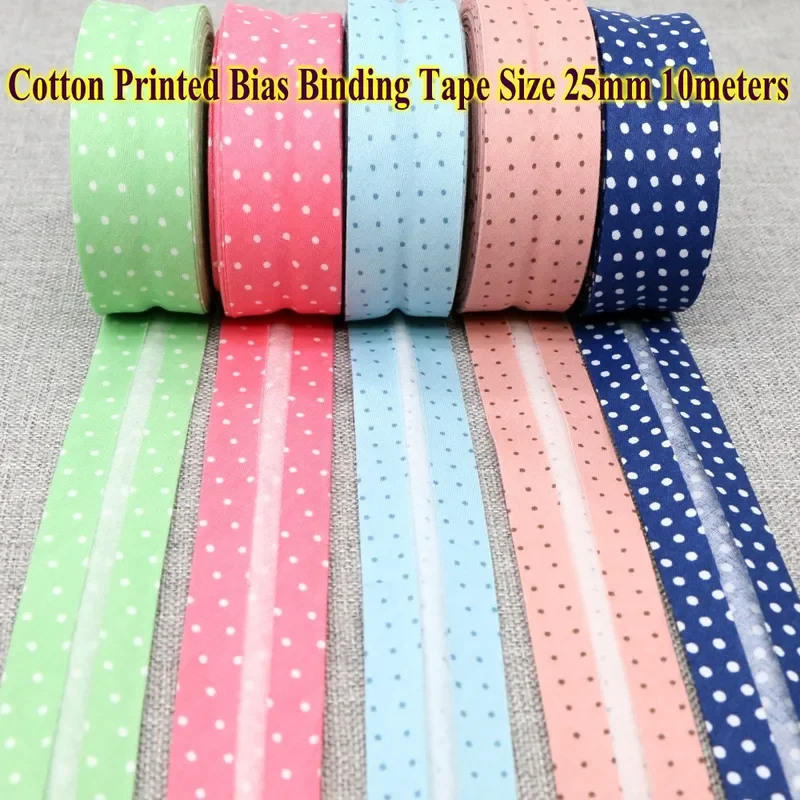 Cotton Bias Tape Ribbon Dots Grid Stripe Tartan Checked Scottish Printed 25mm 1\
