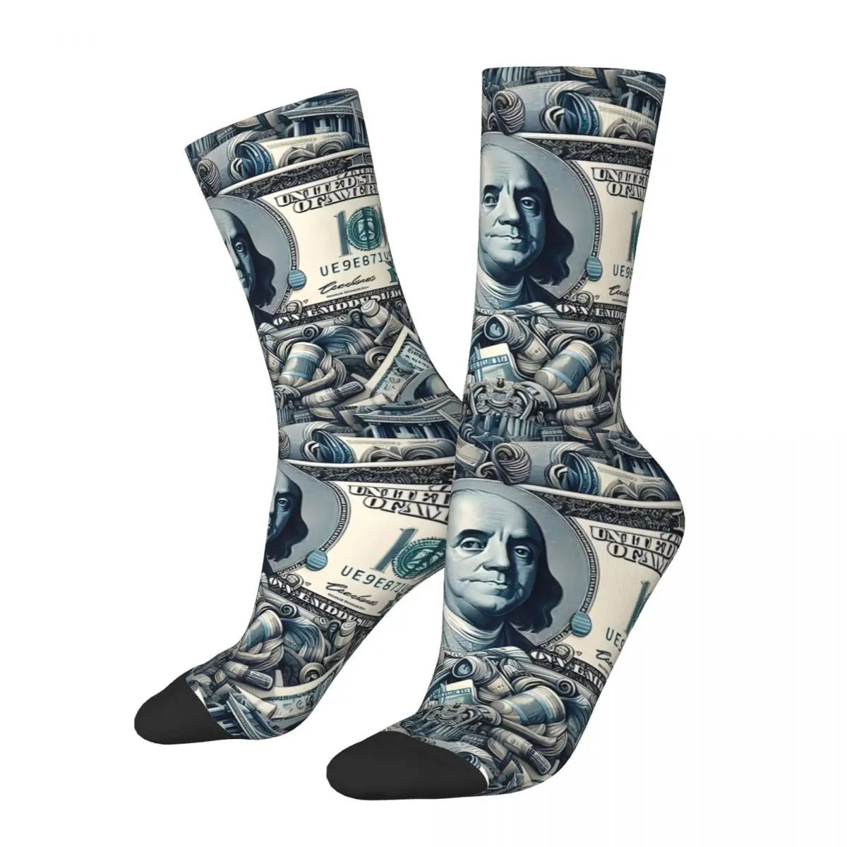 Happy Vintage Dollar Bill Pattern Crazy Men's Socks Unisex Street Style Pattern Printed Funny Crew Sock Boys Gift