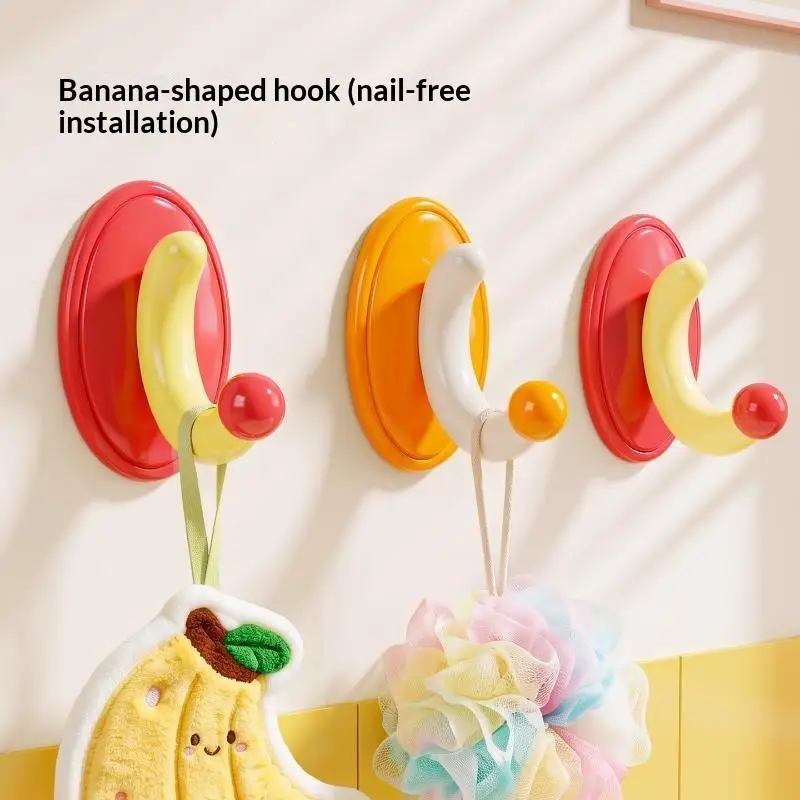 Cute Cartoon No Drilling Adhesive Wall Hooks Strong Load Bearing For Bathroom Bedroom Entryway Hanging Keys Bags