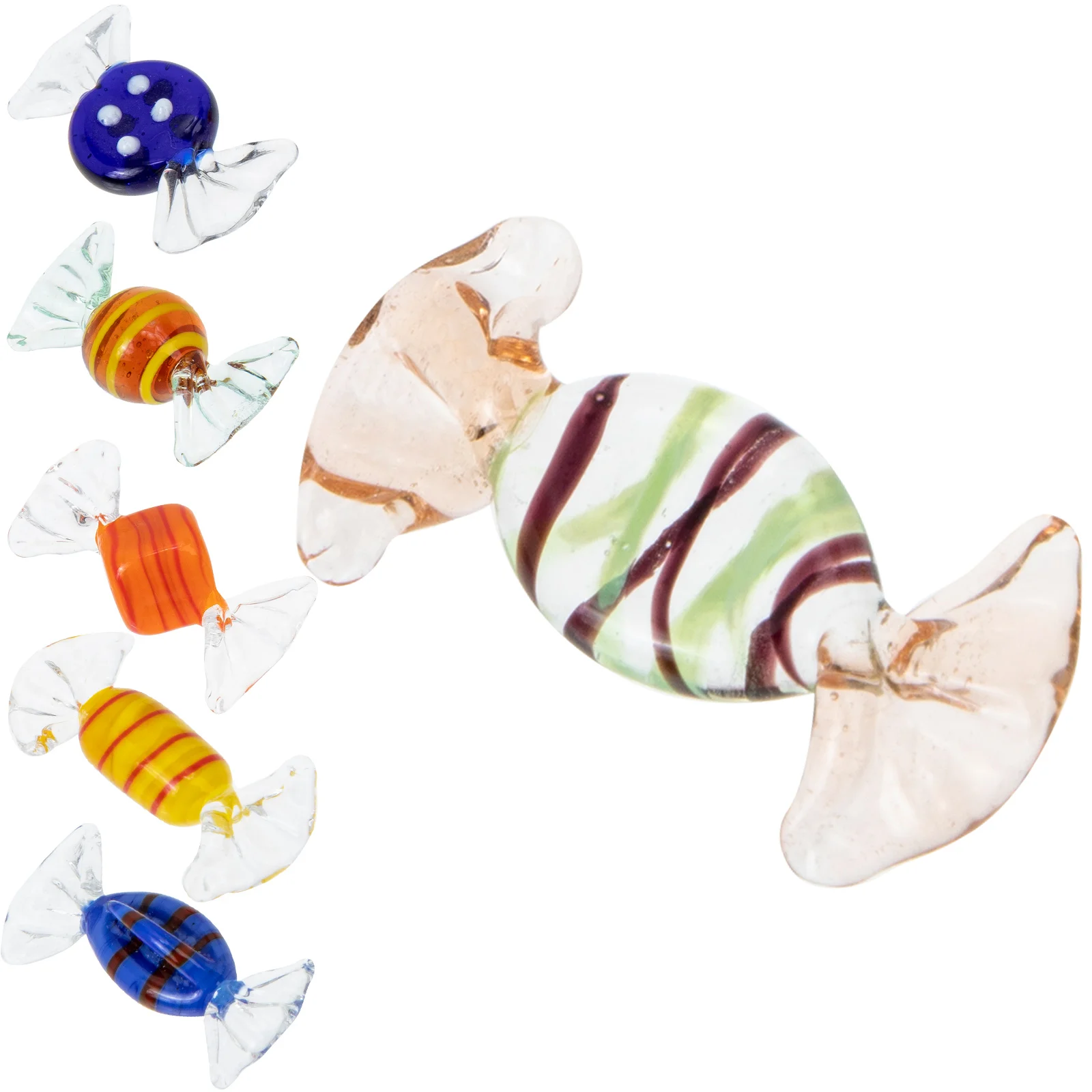 

6pcs Mini Glass Craft Candy Craft Ornament For Christmas Home Party Tabletop Decoration Indoor Scene Ornament Desktop Decor